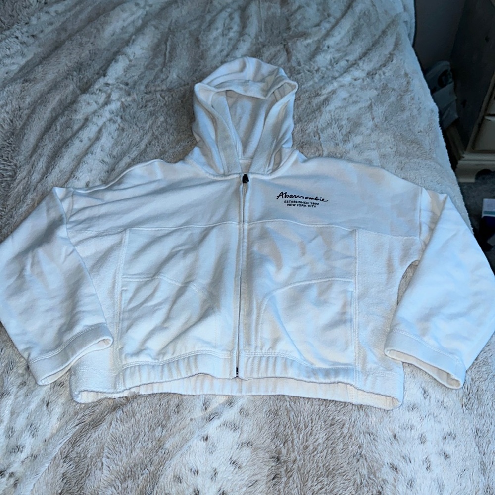 Abercrombie kids white crop jacket